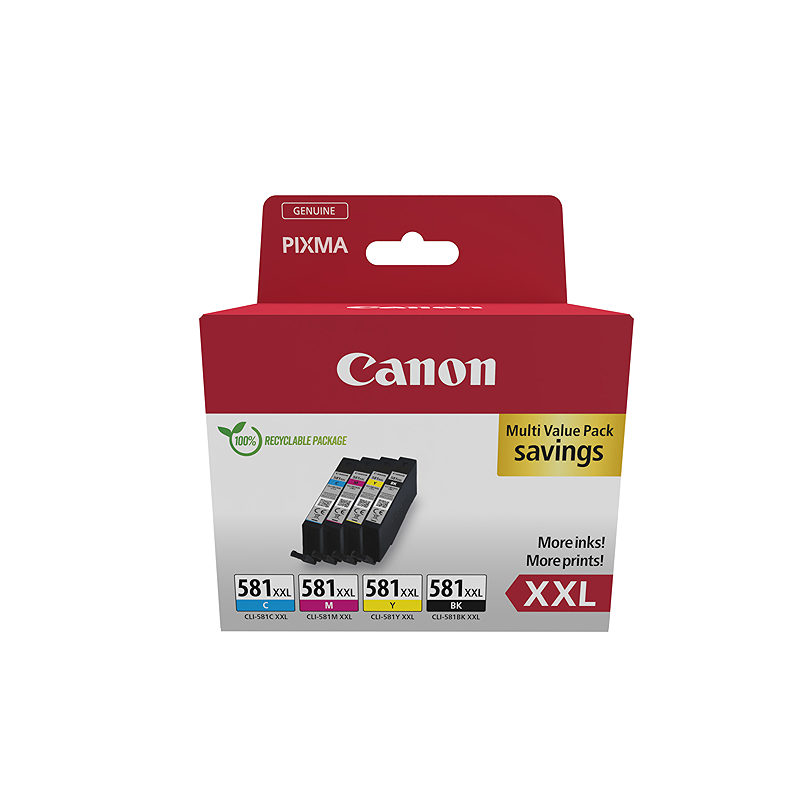 Canon 1998C007 blækpatron 4 stk Original Sort, Blå, Magenta, Gul