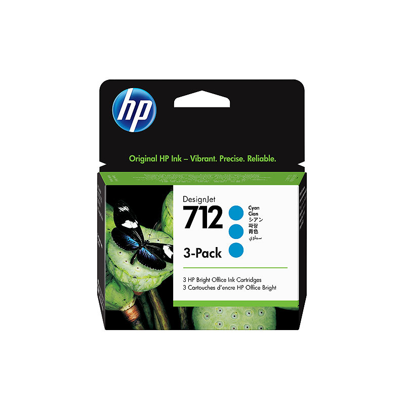 HP 712 DesignJet-blækpatron, cyan, 3 stk., 29 ml
