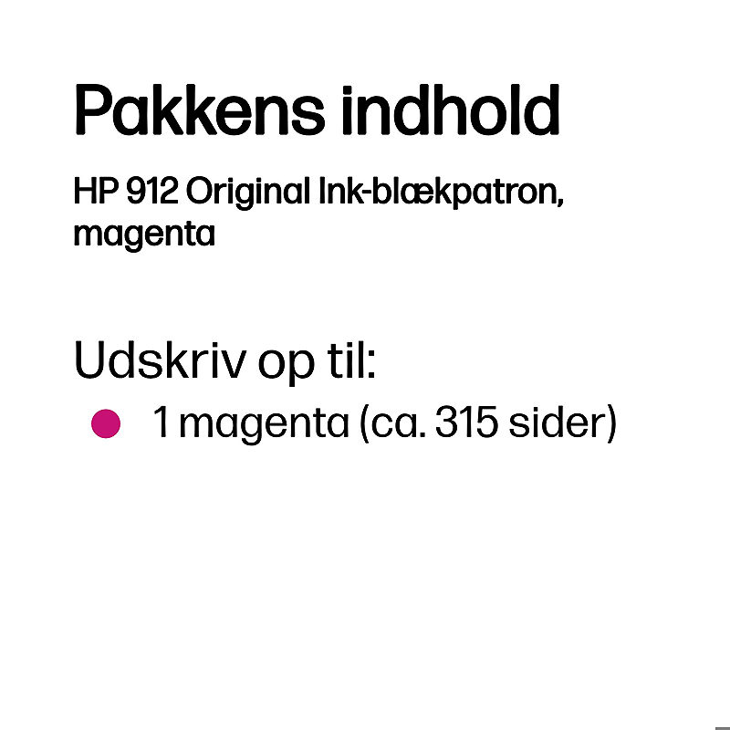 HP 912 Original Ink-blækpatron, magenta - Billede 3