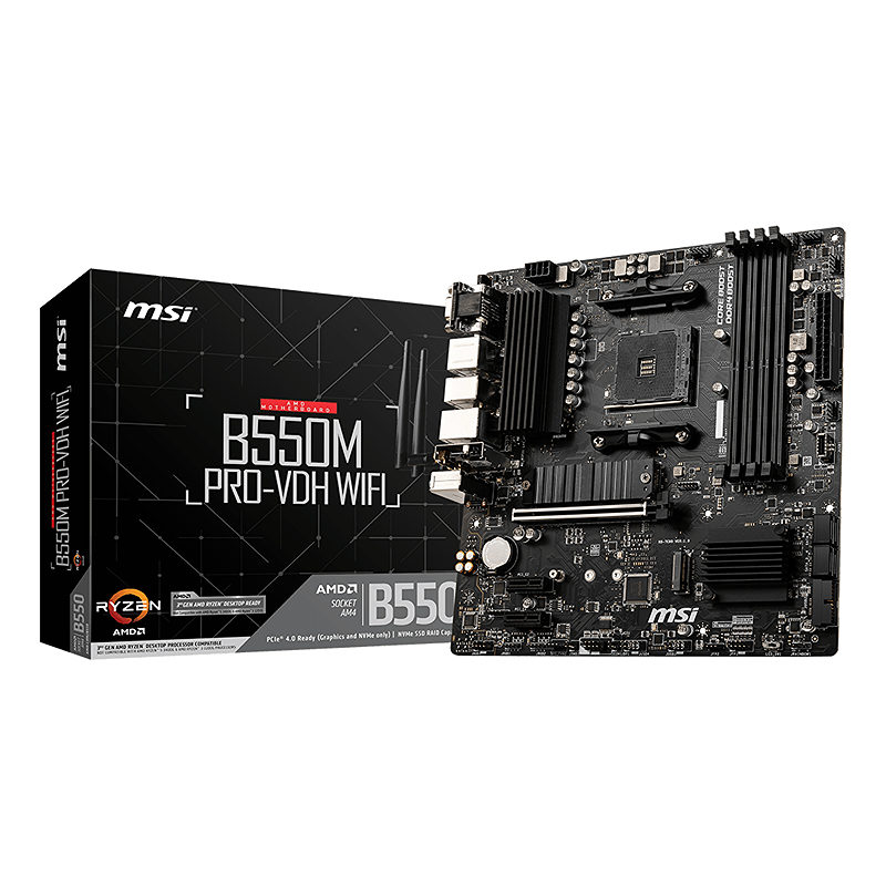 MSI B550M PRO-VDH WIFI bundkort AMD B550 Stik AM4 micro ATX