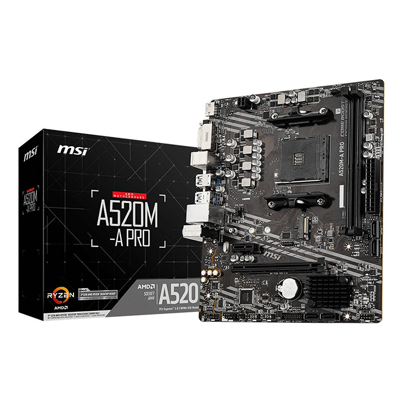 MSI A520M-A PRO bundkort AMD A520 Stik AM4 micro ATX