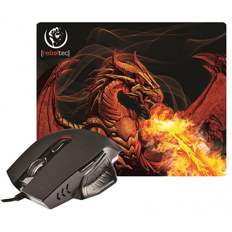 Rebeltec mouse + mouse pad RED DRAGON - Billede 3