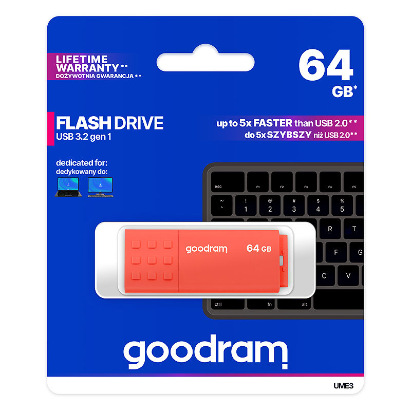 Goodram UME3 USB-nøgle 64 GB USB Type-A 3.2 Gen 1 (3.1 Gen 1) Orange - Billede 5