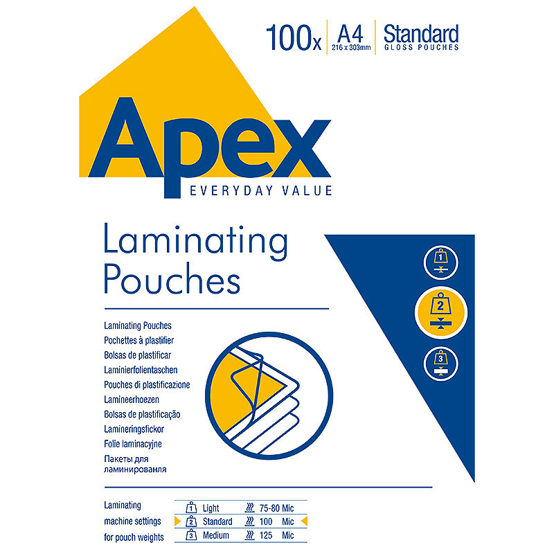 Lamineringslommer A4 100 x 100 Micron Blank Apex