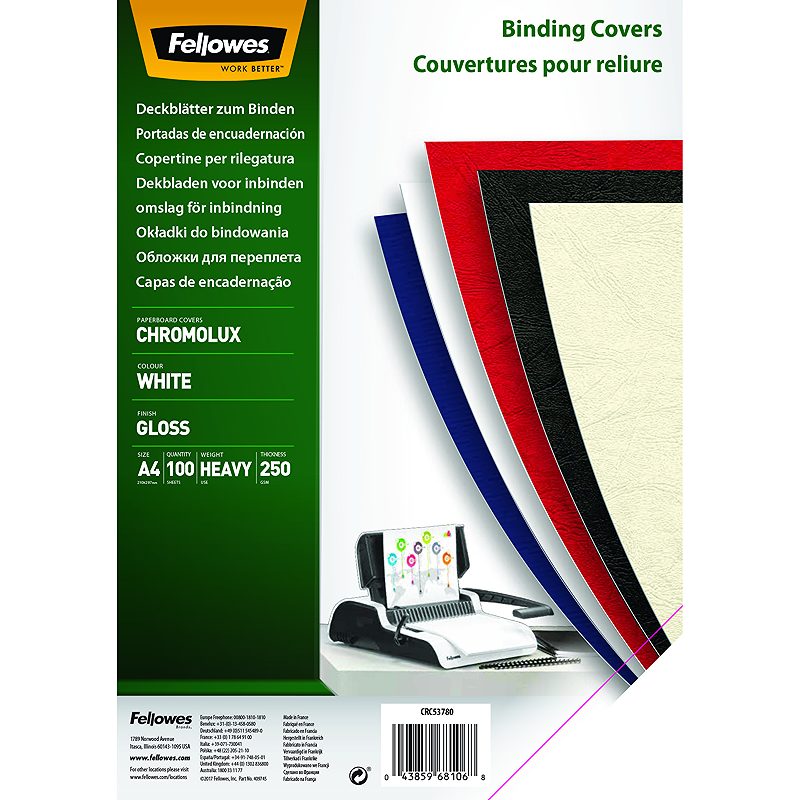 Fellowes Blank Indbindingsomslag A4 Hvid 100 Pakke