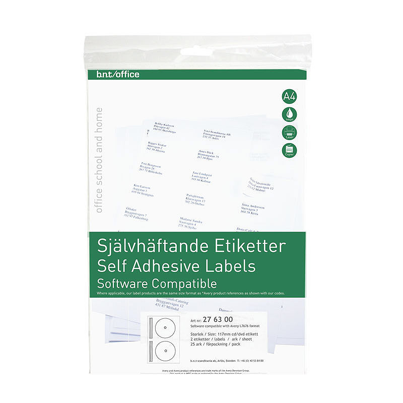 Kopi & Laseretiket CD/DVD 25 Pakke