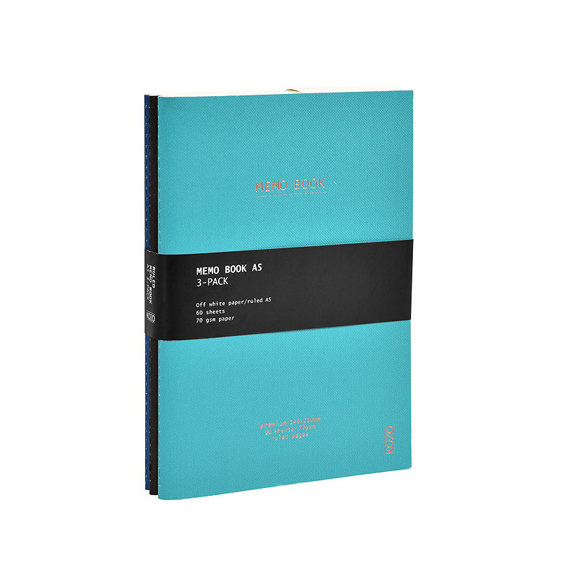 KOZO Notesbog A5 3 Pakke Navy Steel Blue Black - Billede 4