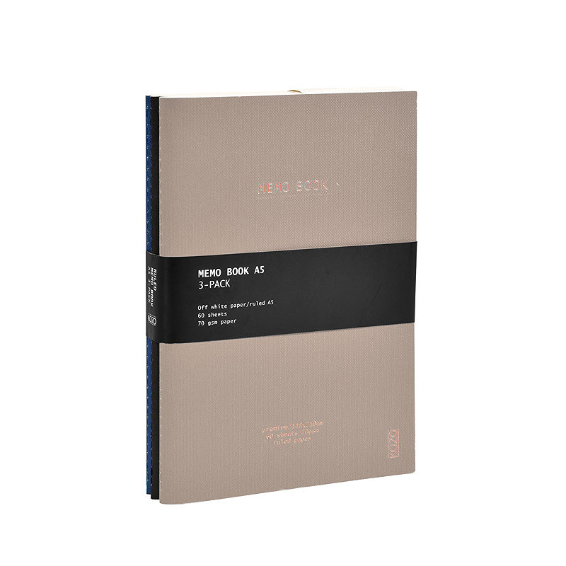 KOZO Notesbog A5 3 Pakke Navy Black Sand - Billede 2