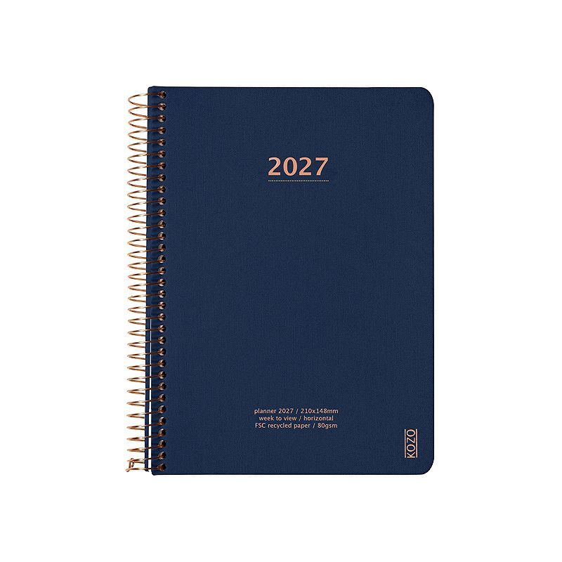KOZO Kalender 2027 A5 Uge per opslag Navy