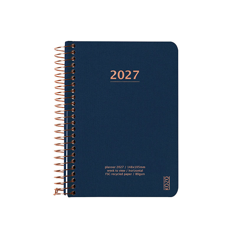 KOZO Kalender 2027 A6 Uge per opslag Navy