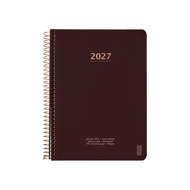 KOZO Kalender 2027 A5 Uge per opslag Coffee