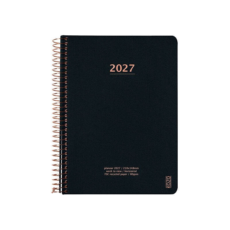 KOZO Kalender 2027 A5 Uge per opslag Black