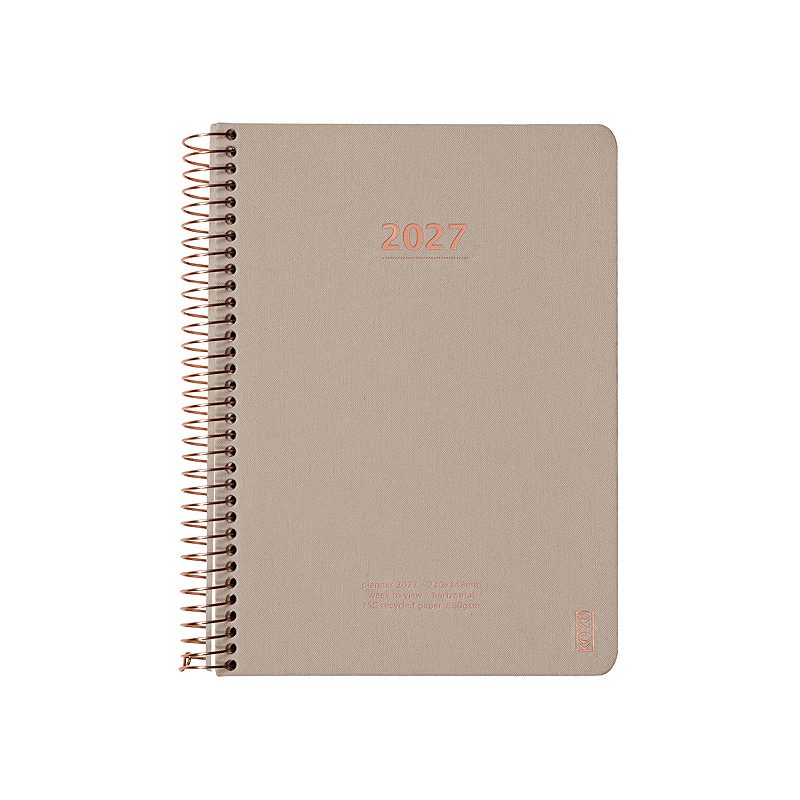 KOZO Kalender 2027 A5 Uge per opslag Sand
