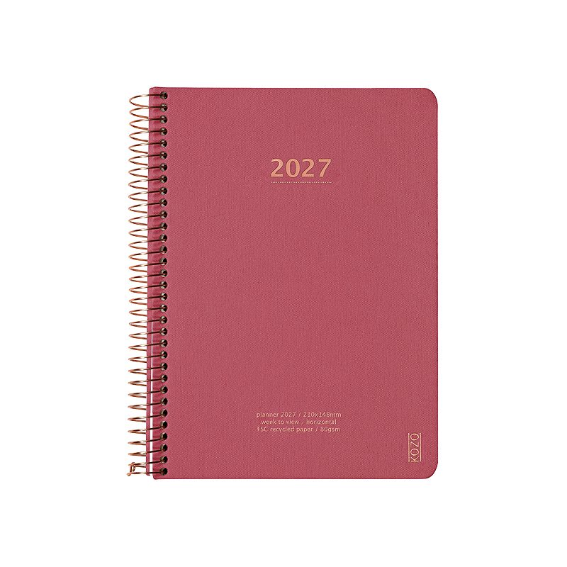 KOZO Kalender 2027 A5 Uge per opslag Guava Pink