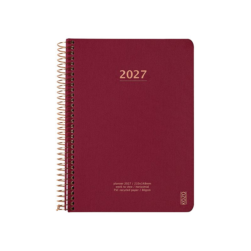 KOZO Kalender 2027 A5 Uge per opslag Berry