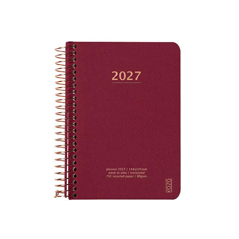 KOZO Kalender 2027 A6 Uge per opslag Berry
