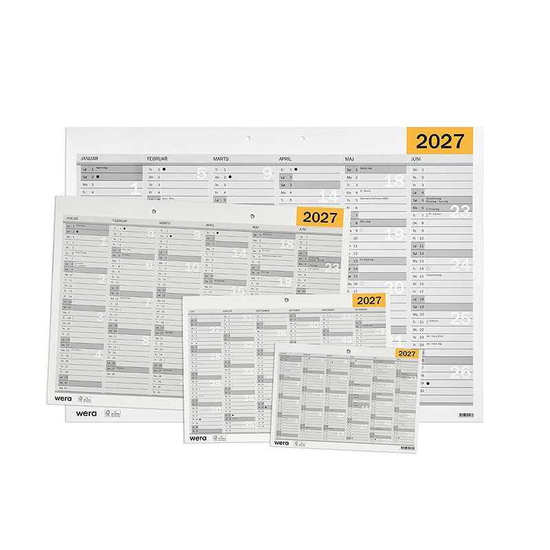 Vægkalender A4 2027 DK