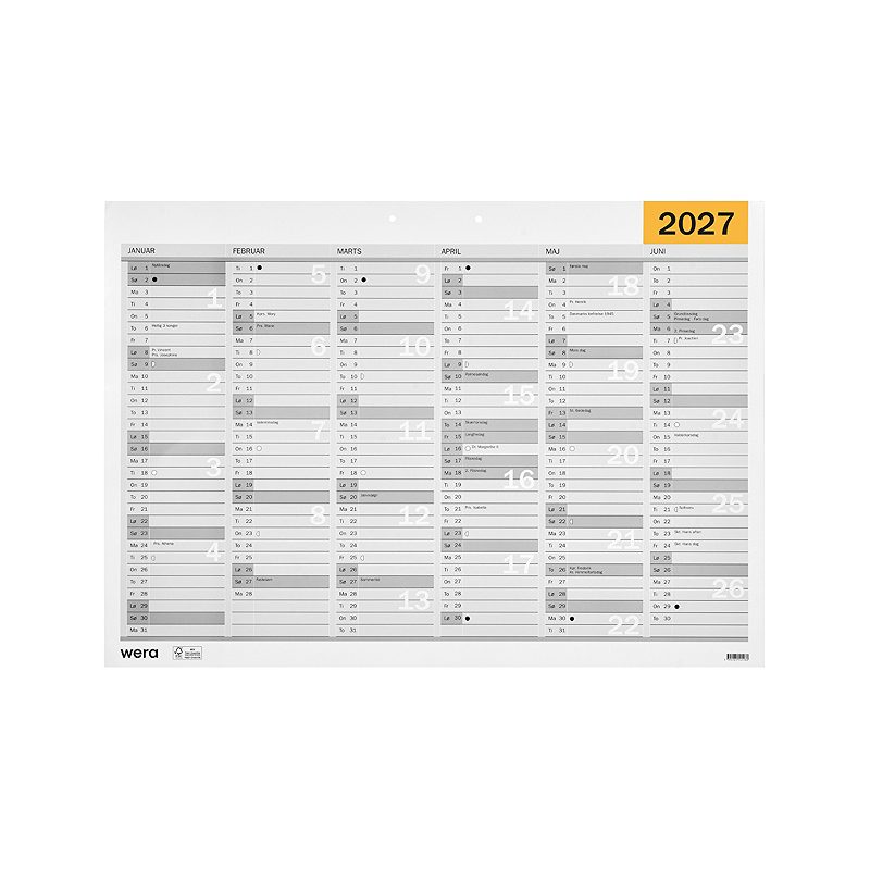 Vægkalender A5 2027 DK - Billede 3