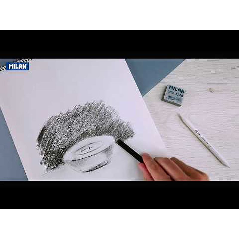 MILAN Formbart Viskelæder Fine Art Grafit og Kul 12stk Display