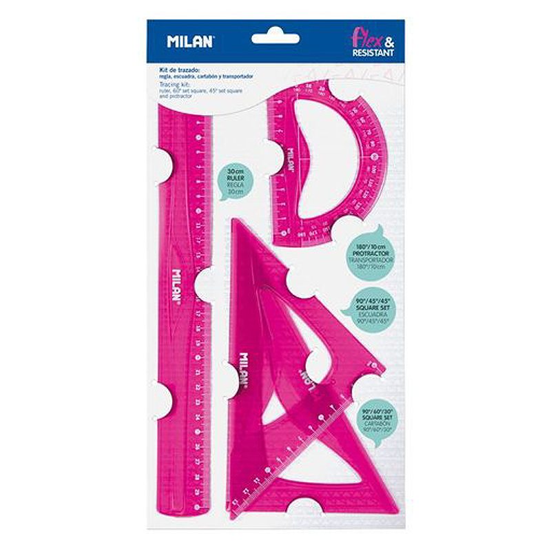 MILAN Flexibelt Linealsæt Pink - Billede 3