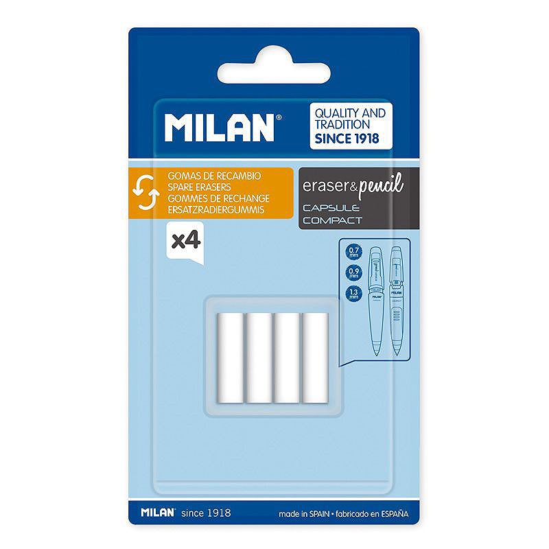 MILAN Viskelæder CAPSULE 2B Stiftblyant 4 stk Blister