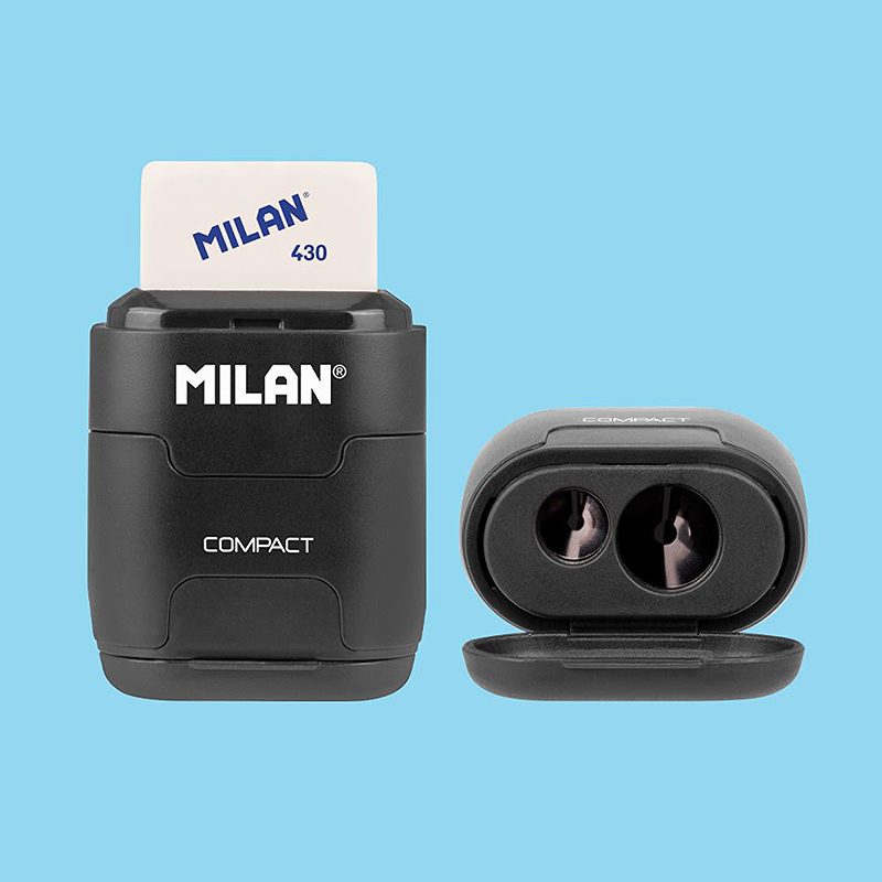MILAN Shadow Compact Dobbel Blyantspidser og Viskelæder Display 16 stk - Billede 4