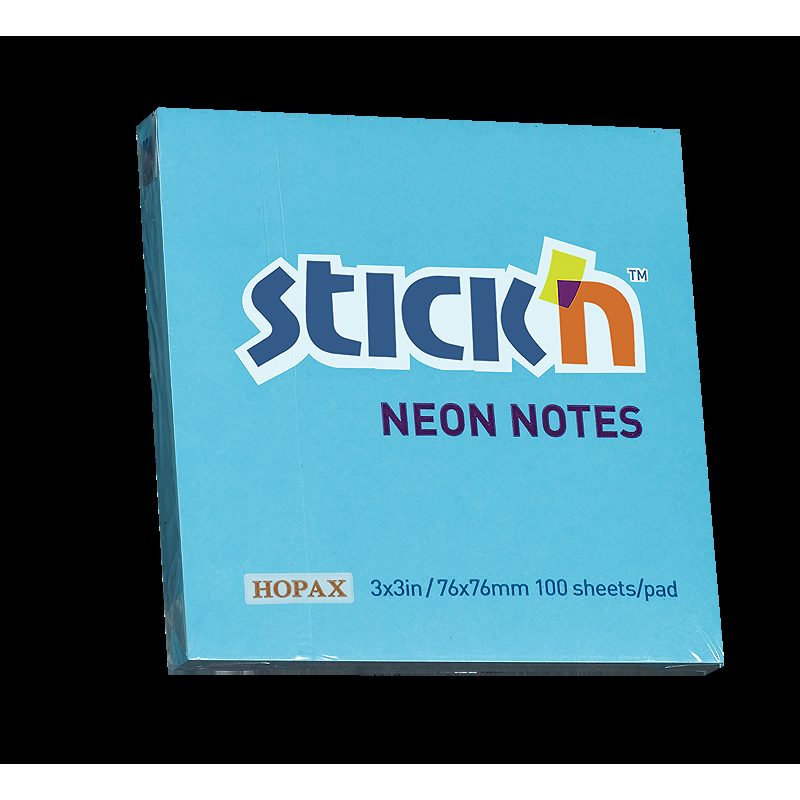 Notesblok 76x76 100 Blad Neon Blå