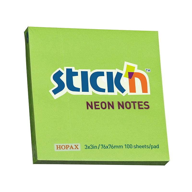 Notesblok 76x76 100 Blad Neon Grøn