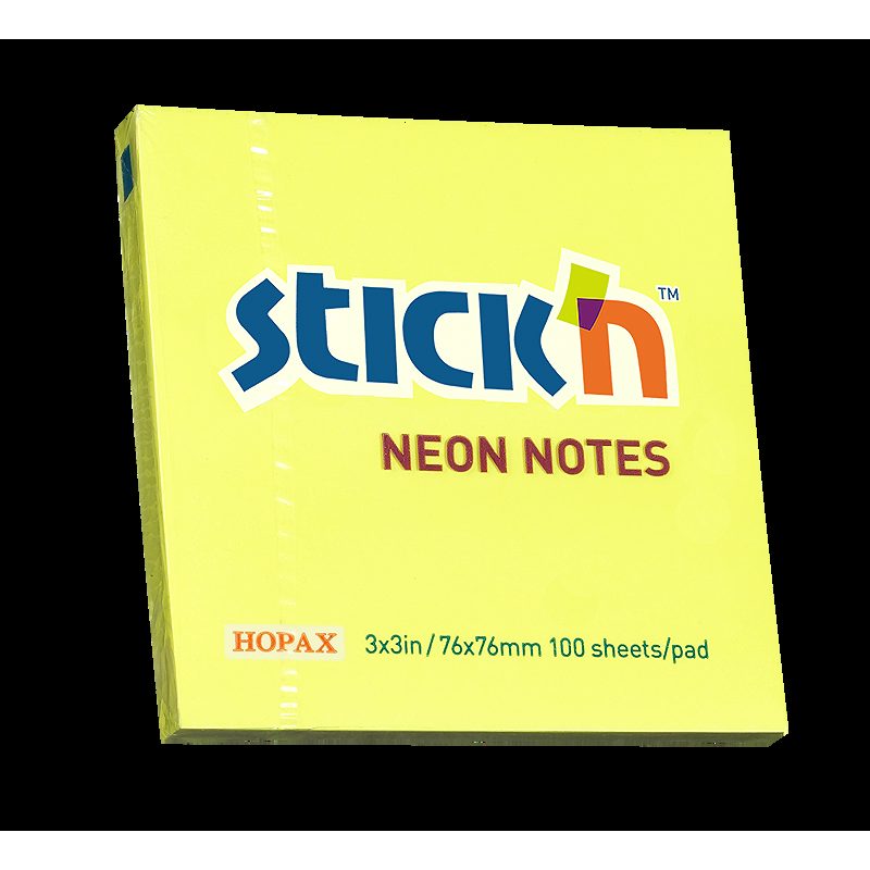Notesblok 76x76 100 Blad Neon Gul