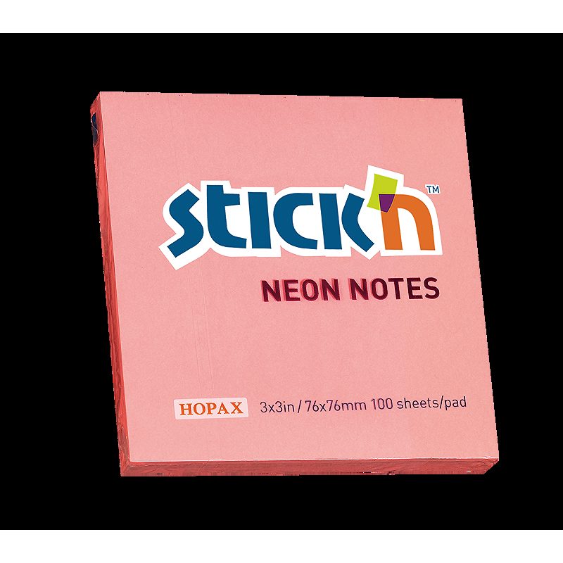 Notesblok 76x76 100 Blad Neon Lyserød