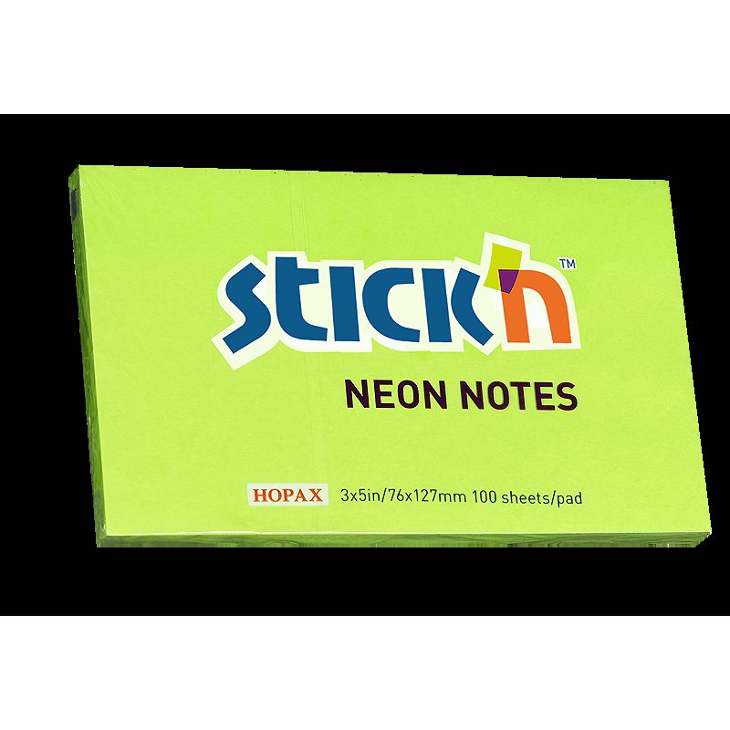 Notesblok 76x127 100 Blad Neon Grøn
