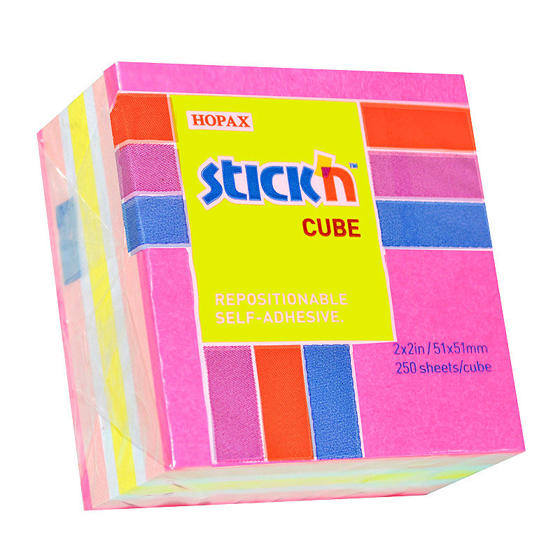 Neonkub Mini 51x51 250 Blad Lyserød
