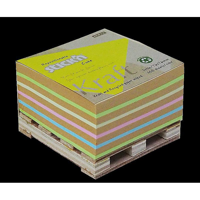 Noteskub 76x76 400 Blad Pall Assorterat Pastel 100 % Genbrugt - Billede 2
