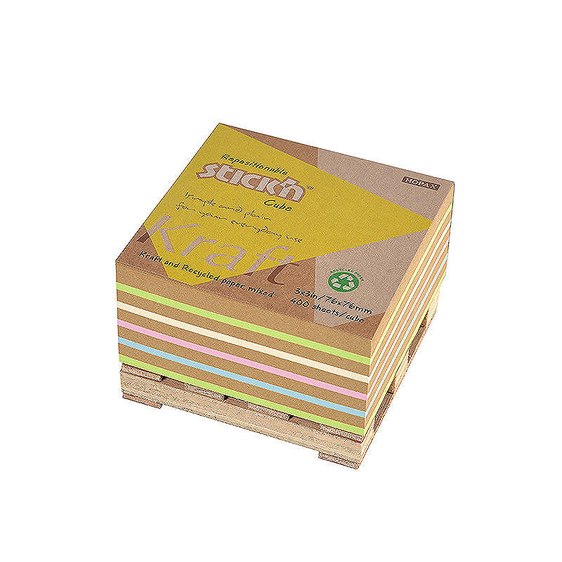 Noteskub 76x76 400 Blad Pall Assorterat Pastel 100 % Genbrugt - Billede 3