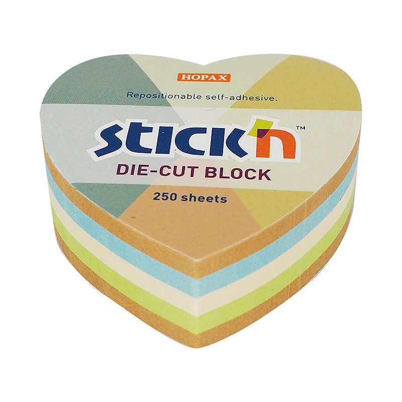 Noteskub 67x67 250 Blad Hjerte Assorterat 100 % Genbrugt