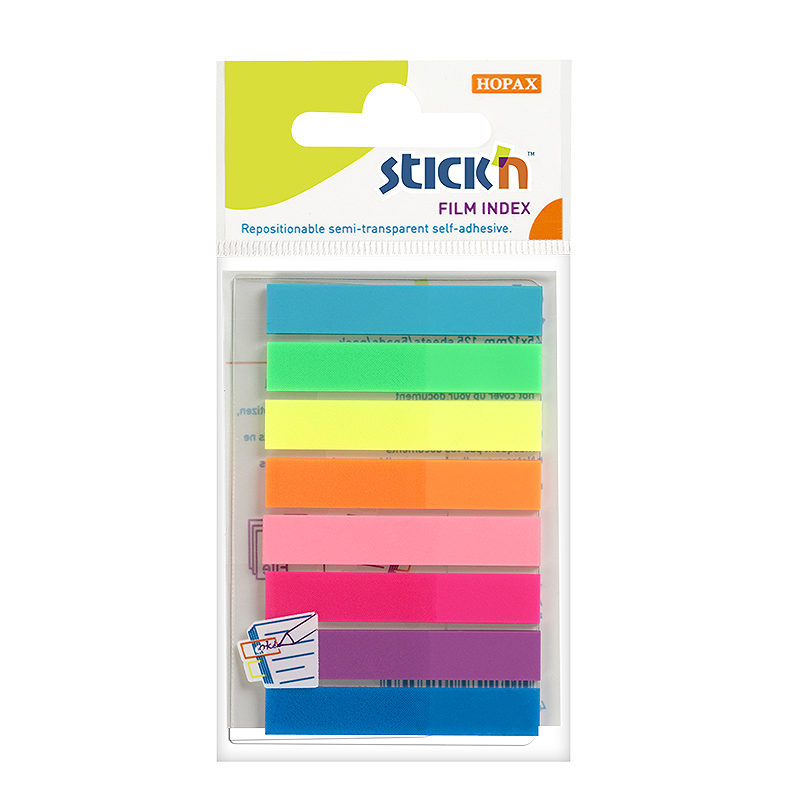 Indeksfaner 8st 45x8 20 Blad Assorterat Neon - Billede 2