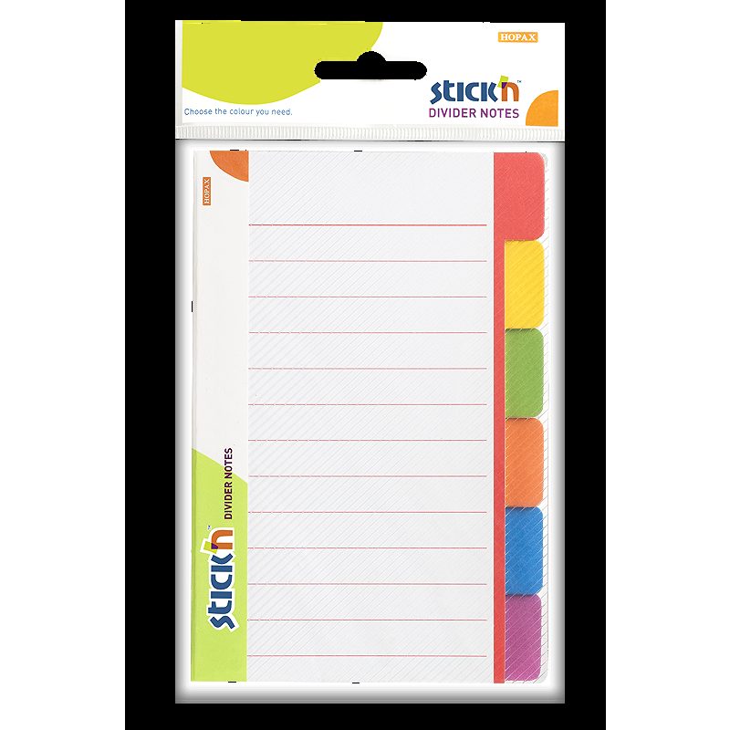 Notepad med Skilleark 148x98 6 Faner Linjeret Hvid