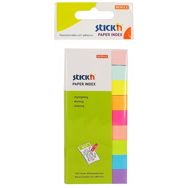 Indeksfaner 9st 50x12 50 Blad Assorterat