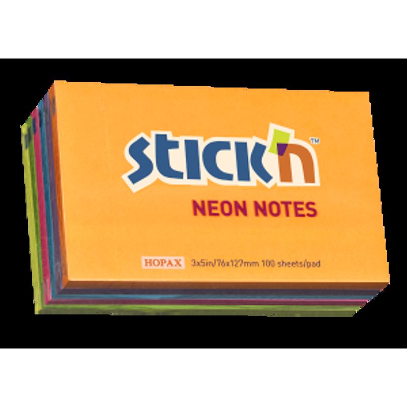 Notesblok 76x127mm 100 Blad 6 Pakke Assorteret Neon