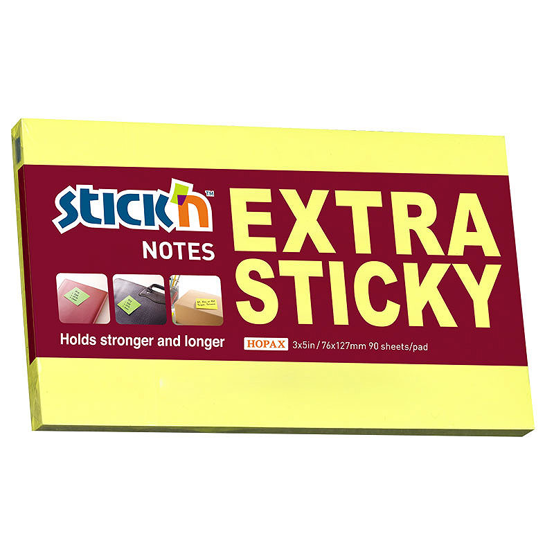 Notesblok Extra Sticky 76x127 90 Blad Neon Gul