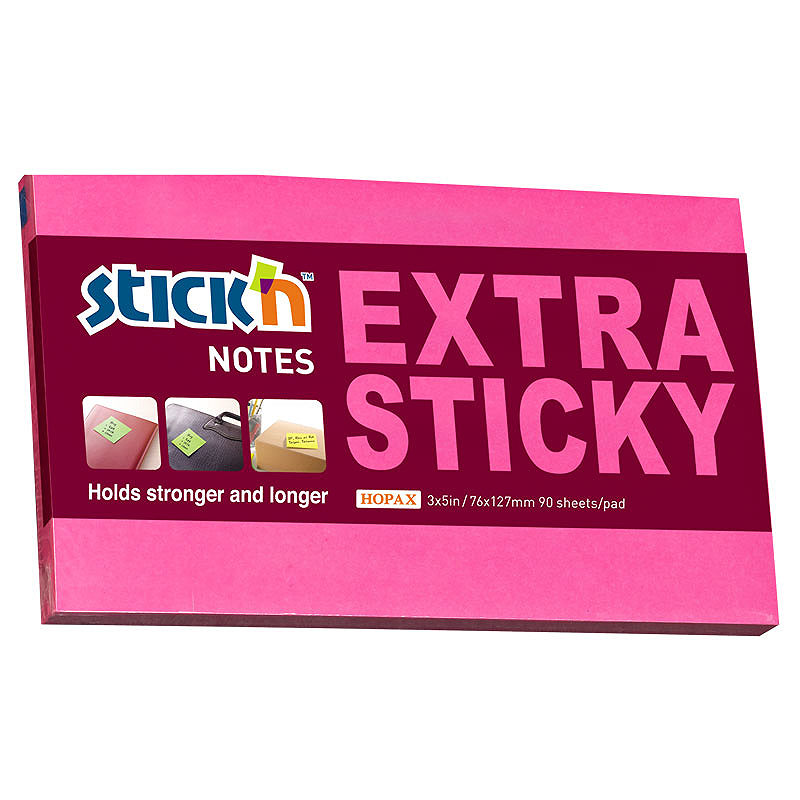 Notesblok Extra Sticky 76x127 90 Blad Neon Rød