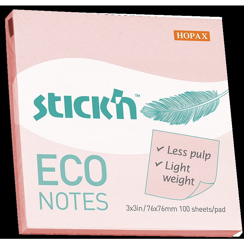Notesblok ECO 76x76 100 Blad Lyserød