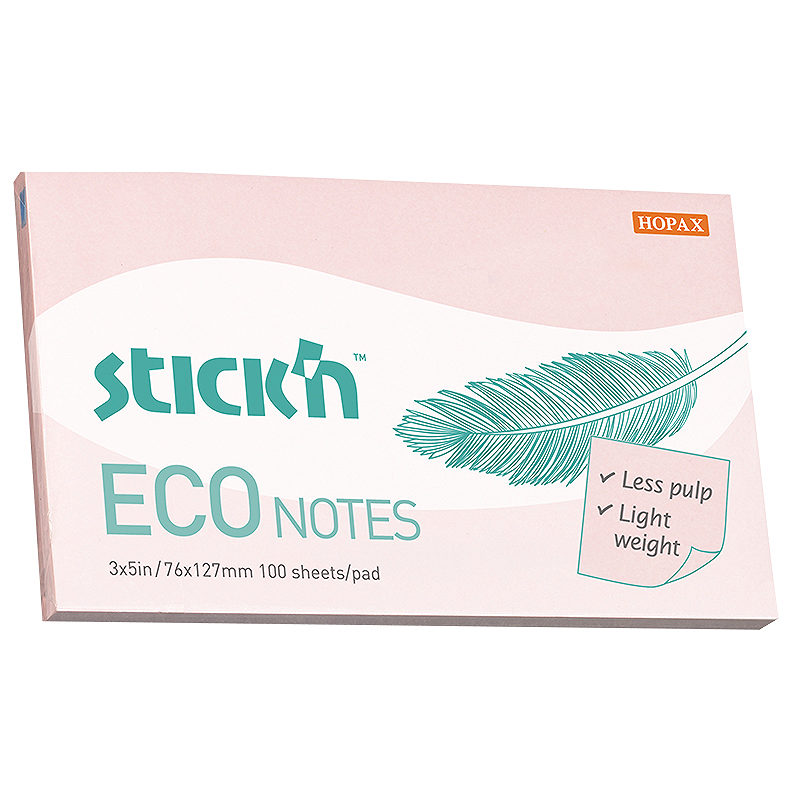 Notesblok ECO 76x127 100 Blad Lyserød