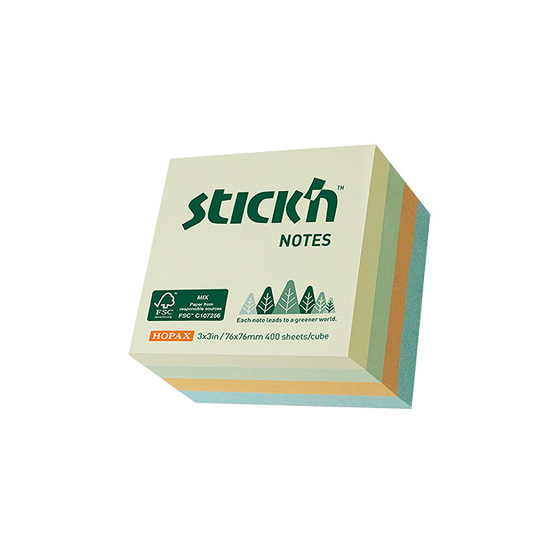 Miljø Notisblok FSC 400 ark 76x76mm Assorterad 4 Farver