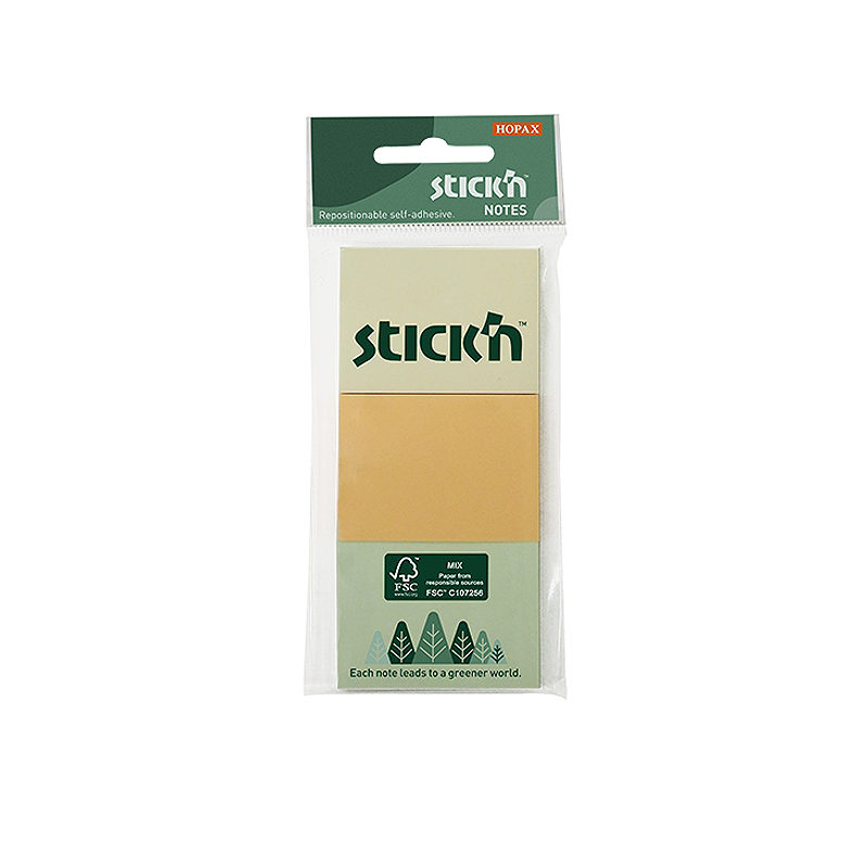 Miljø Notisblok 100 blad 38x51mm 3 Farver
