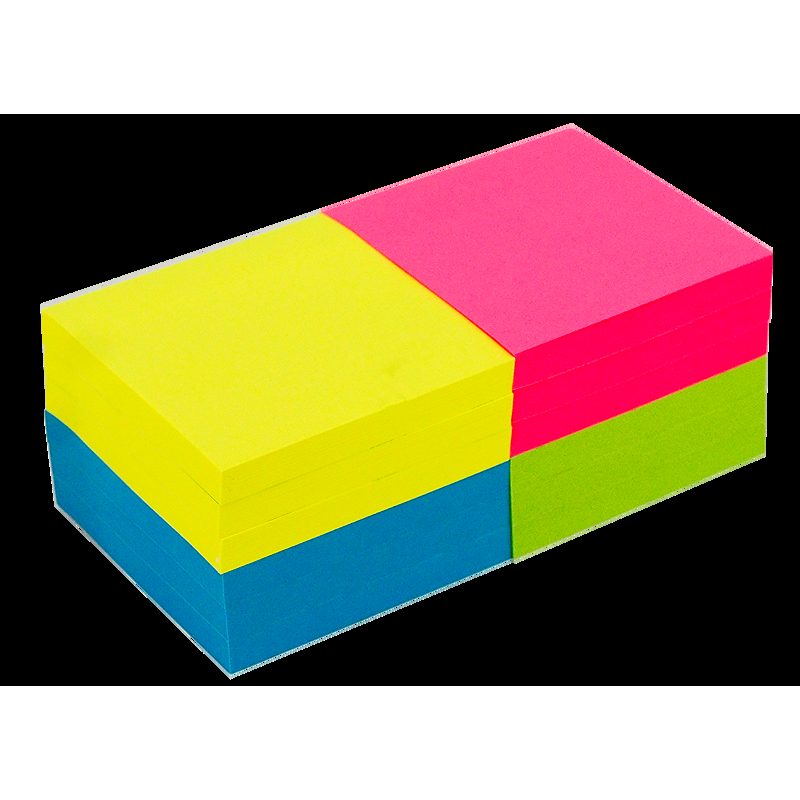 Notepad FSC 76x76 100 ark 12 pakker Assorteret neon Kartonomslag