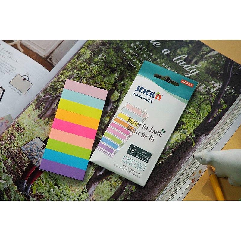 Indeksfaner FSC 9 stk. 50x12 50 ark Assorteret neon Kartonomslag - Billede 3