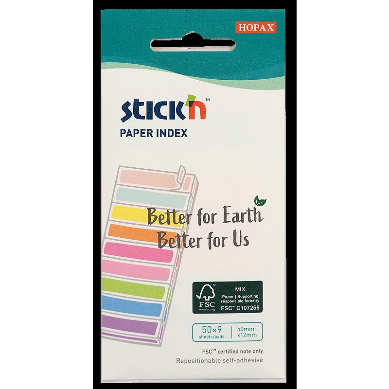 Indeksfaner FSC 9 stk. 50x12 50 ark Assorteret neon Kartonomslag - Billede 6