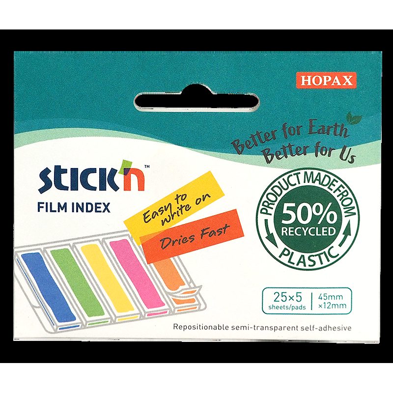 Indeksfaner 5 stk. 45x12 25 Ark Sorteret Neon Kartonomslag - Billede 6