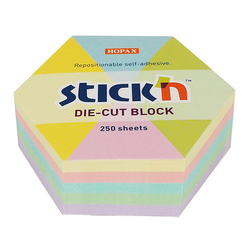 Noteskub 67x67 250 Blad Sekskant Assorterat Pastel